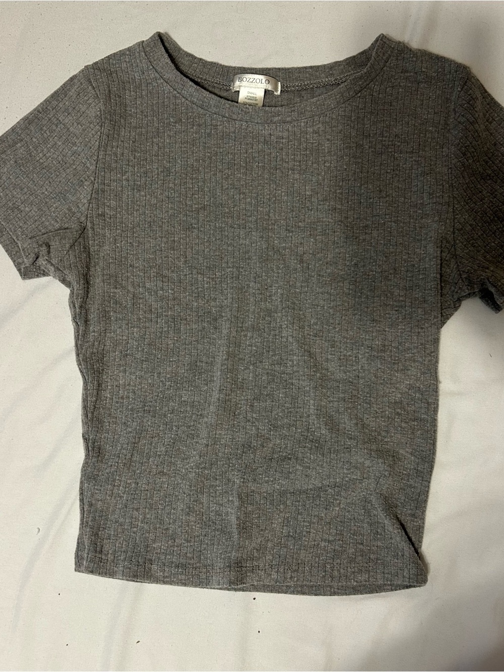 Bozzolo Ribbed Short Sleeve Tee in Heather Gray